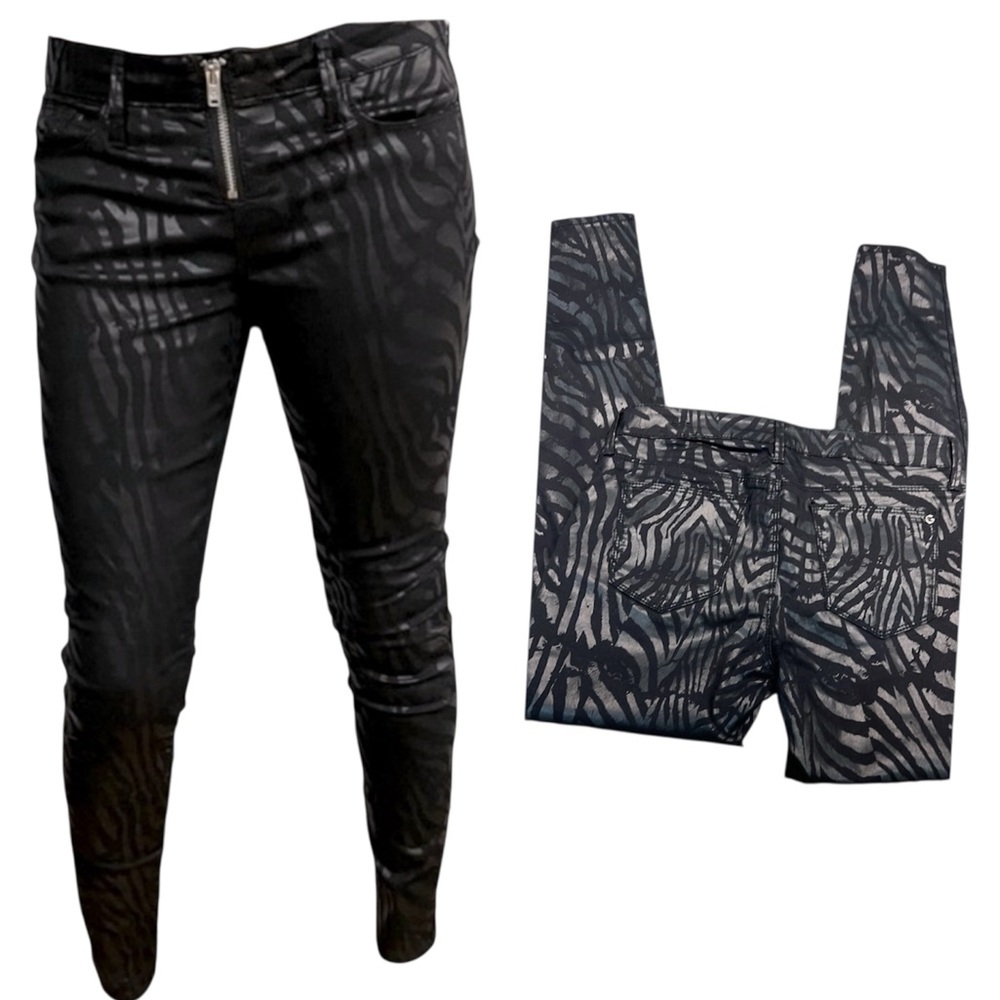 G by Guess animal print black metallic jeans Size 28